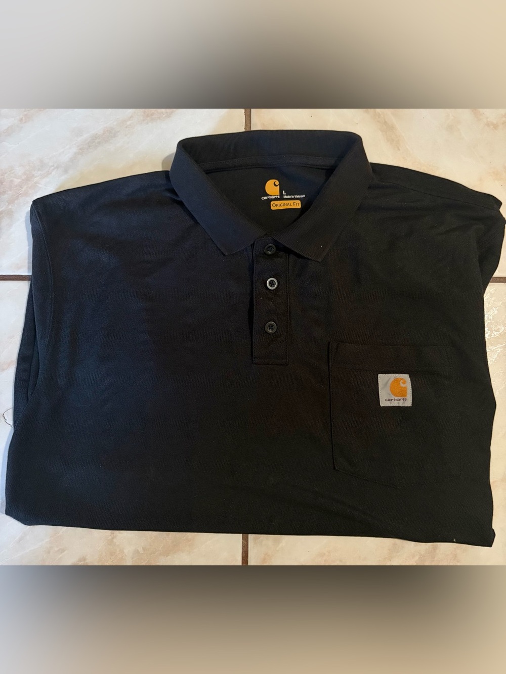 Carhartt Men’s Black Pocket Polo with Logo Patch